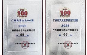 川恒·微资讯 | 喜讯！鹏越生态荣登2025年“广西民营企业100强”及“广西民营企业制造业100强”榜单